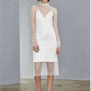 Amsale sequin and mesh dress